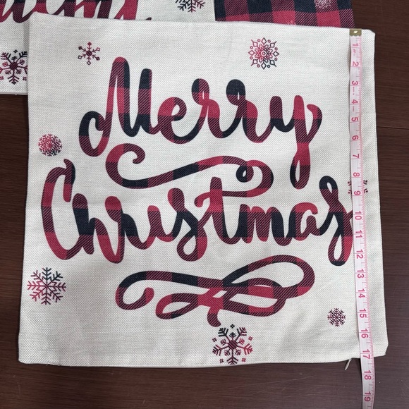 Holiday Throw Pillow Covers 🎄Red & Black Buffalo Check and Cream Burlap Covers - Picture 9 of 9